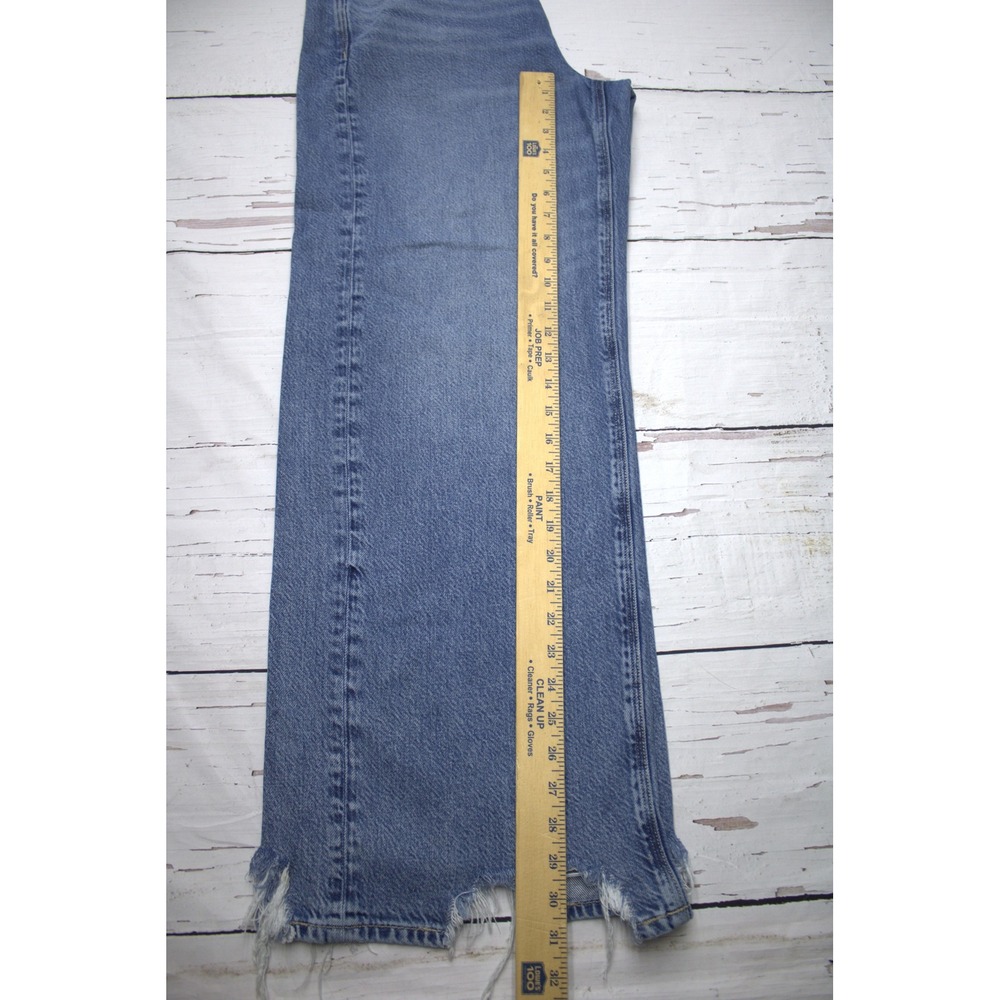 American Eagle Super High Rise Baggy Wide Leg Jeans Raw Hem Womens 10 Regular - Picture 9 of 9